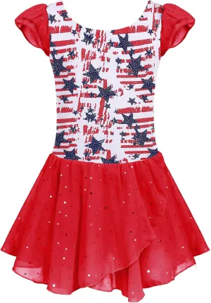 Arshiner Girls Ruffle Sleeve Ballet Dance Dress Tutu Skirted Leotard