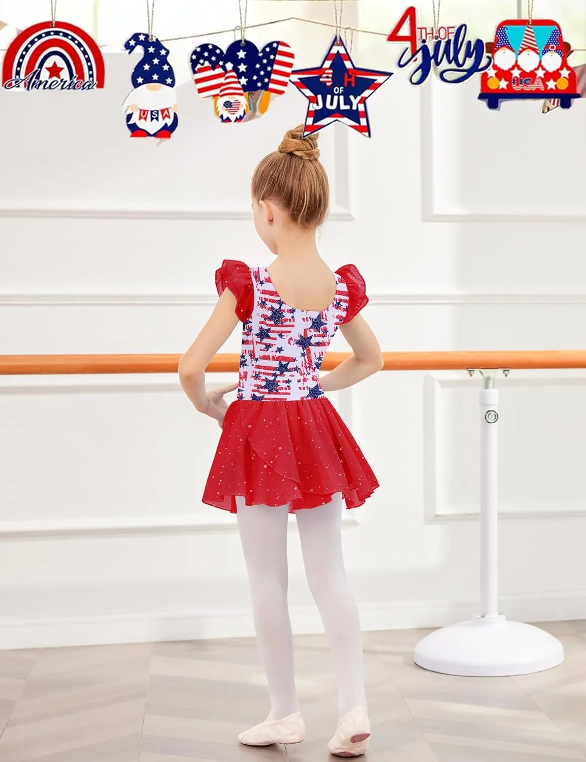 Arshiner Girls Ruffle Sleeve Ballet Dance Dress Tutu Skirted Leotard