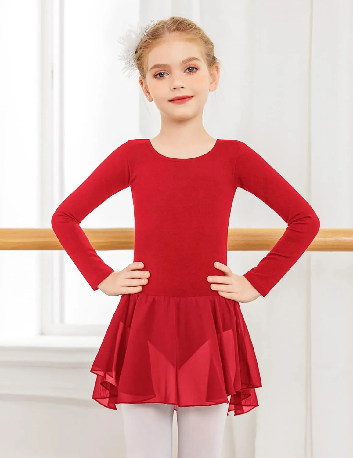 Arshiner Kids Girls Classic Long Sleeve Leotard Dance Ballet Dress