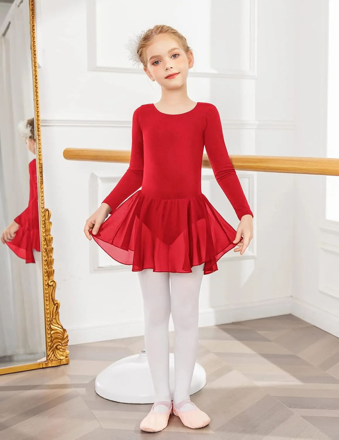 Arshiner Kids Girls Classic Long Sleeve Leotard Dance Ballet Dress