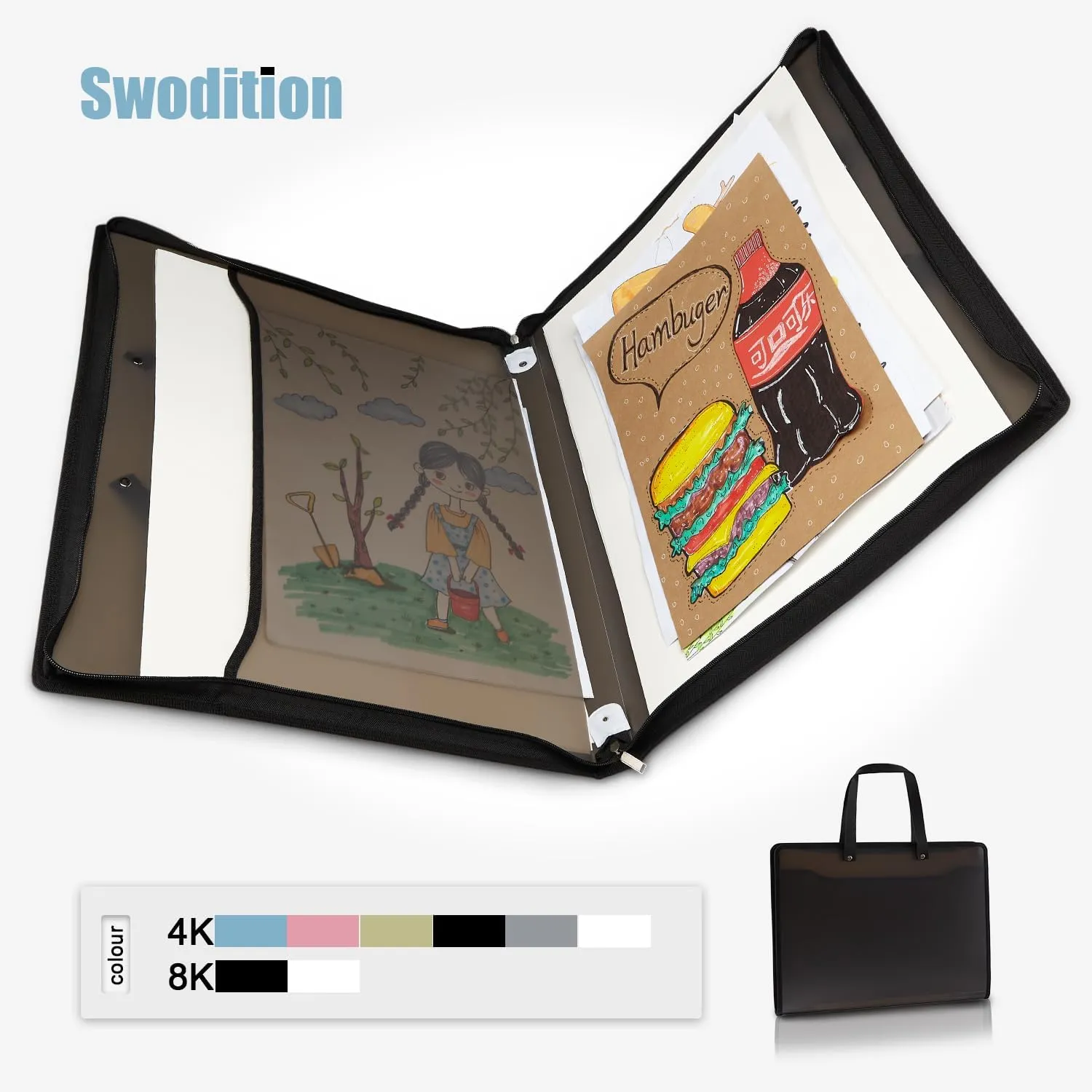 Art Portfolio Bags Storage Books (23.2 * 18.1inches) for Art Portfolio Folder, Posters Storage Bag with Zipper and Handle Mesh Folder Organizers for Poster, Painting Blue