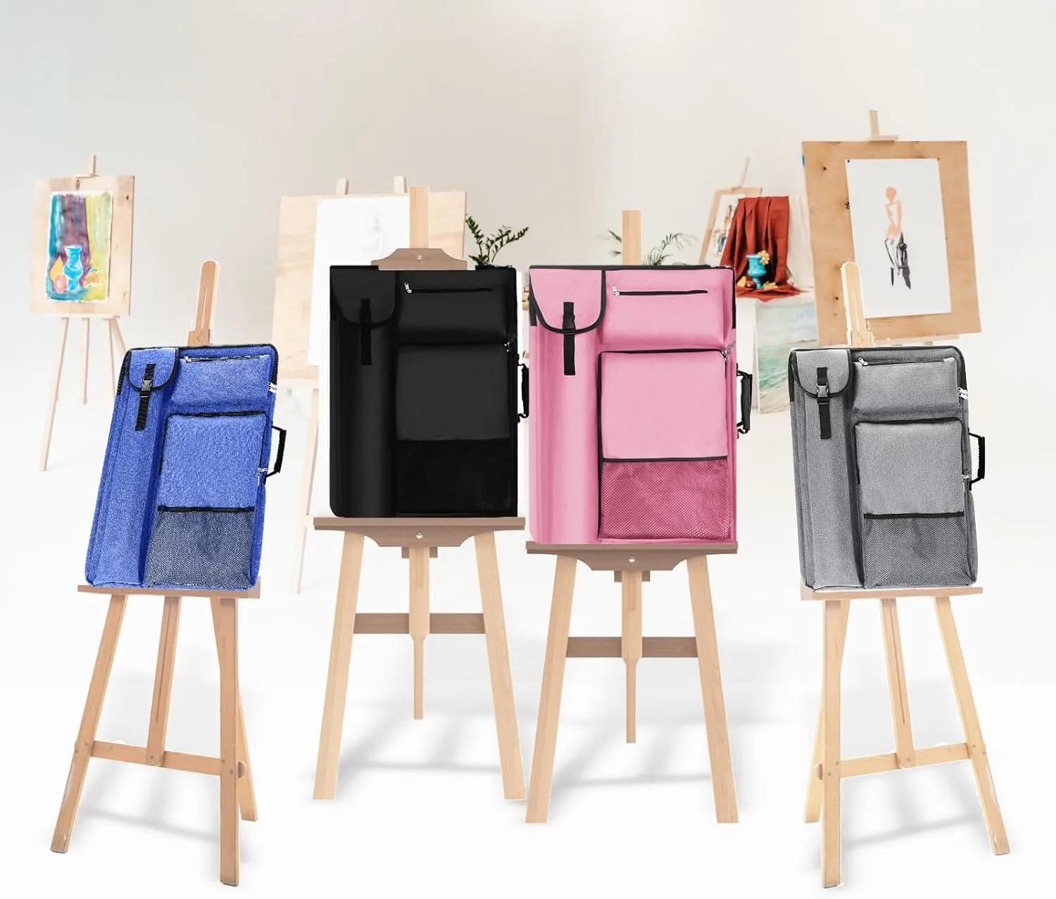 Art Portfolio Case 18 X 24,art Portfolio With Backpack & Tote Bag For Artwork,medium Art Case Size Bright Pink(Neon Pink).