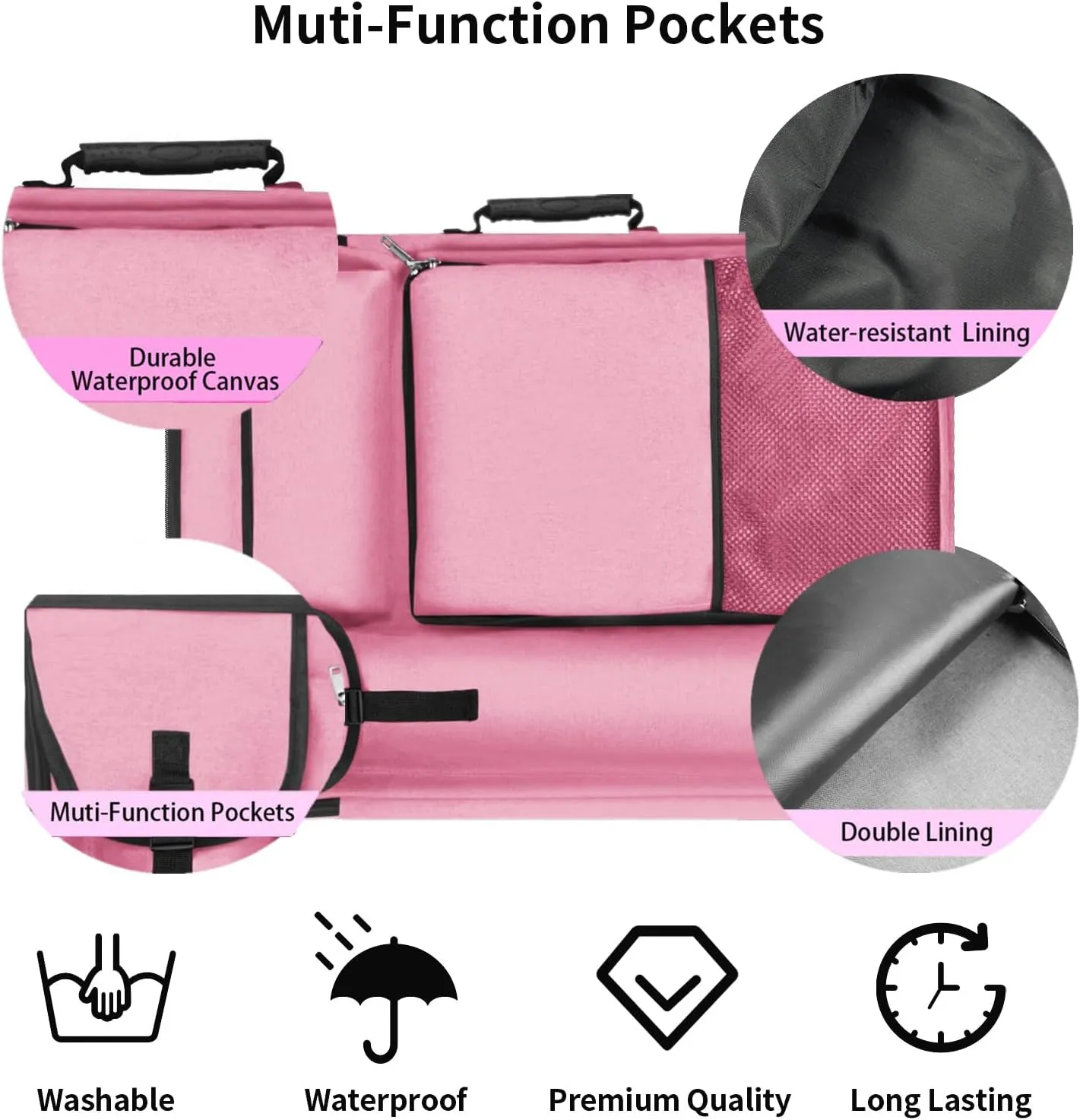 Art Portfolio Case 18 X 24,art Portfolio With Backpack & Tote Bag For Artwork,medium Art Case Size Bright Pink(Neon Pink).