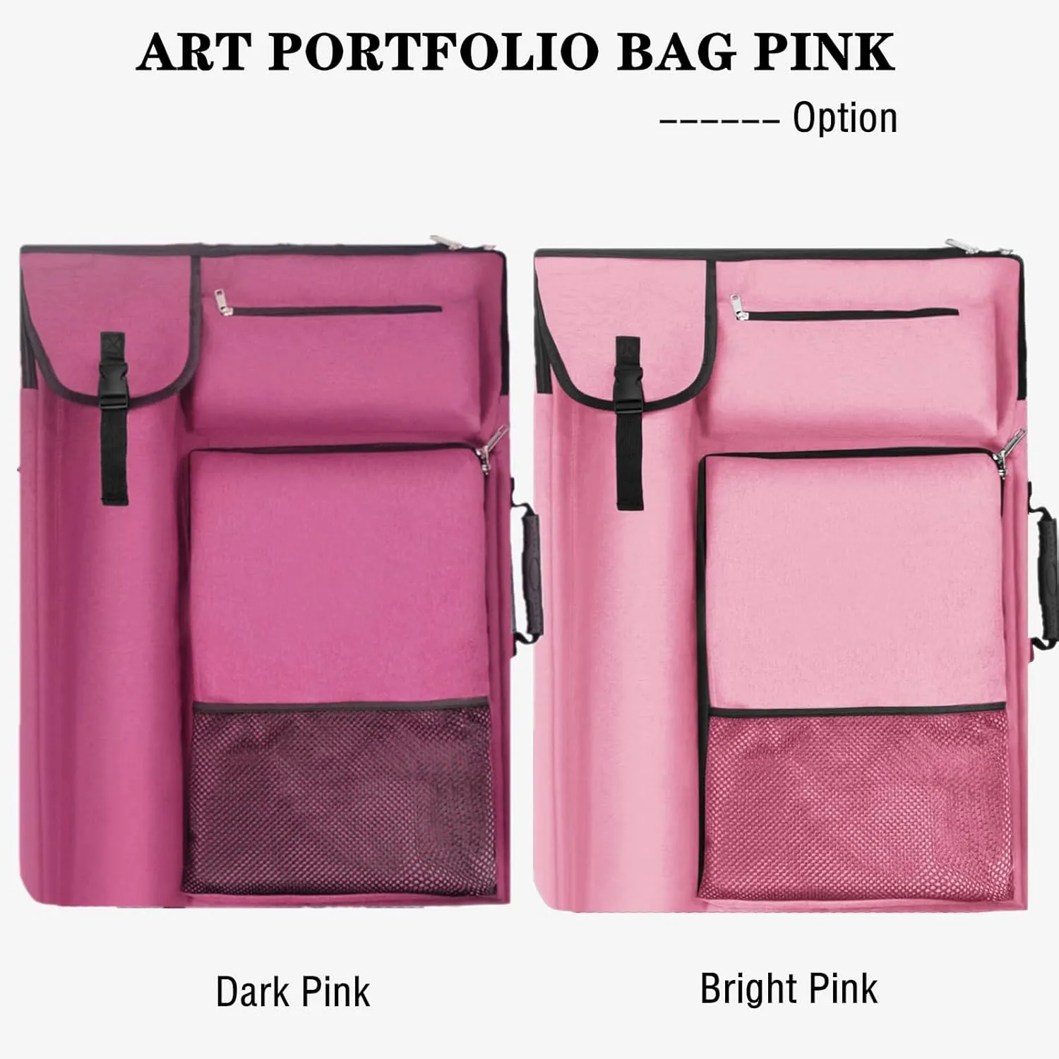 Art Portfolio Case 18 X 24,art Portfolio With Backpack & Tote Bag For Artwork,medium Art Case Size Bright Pink(Neon Pink).