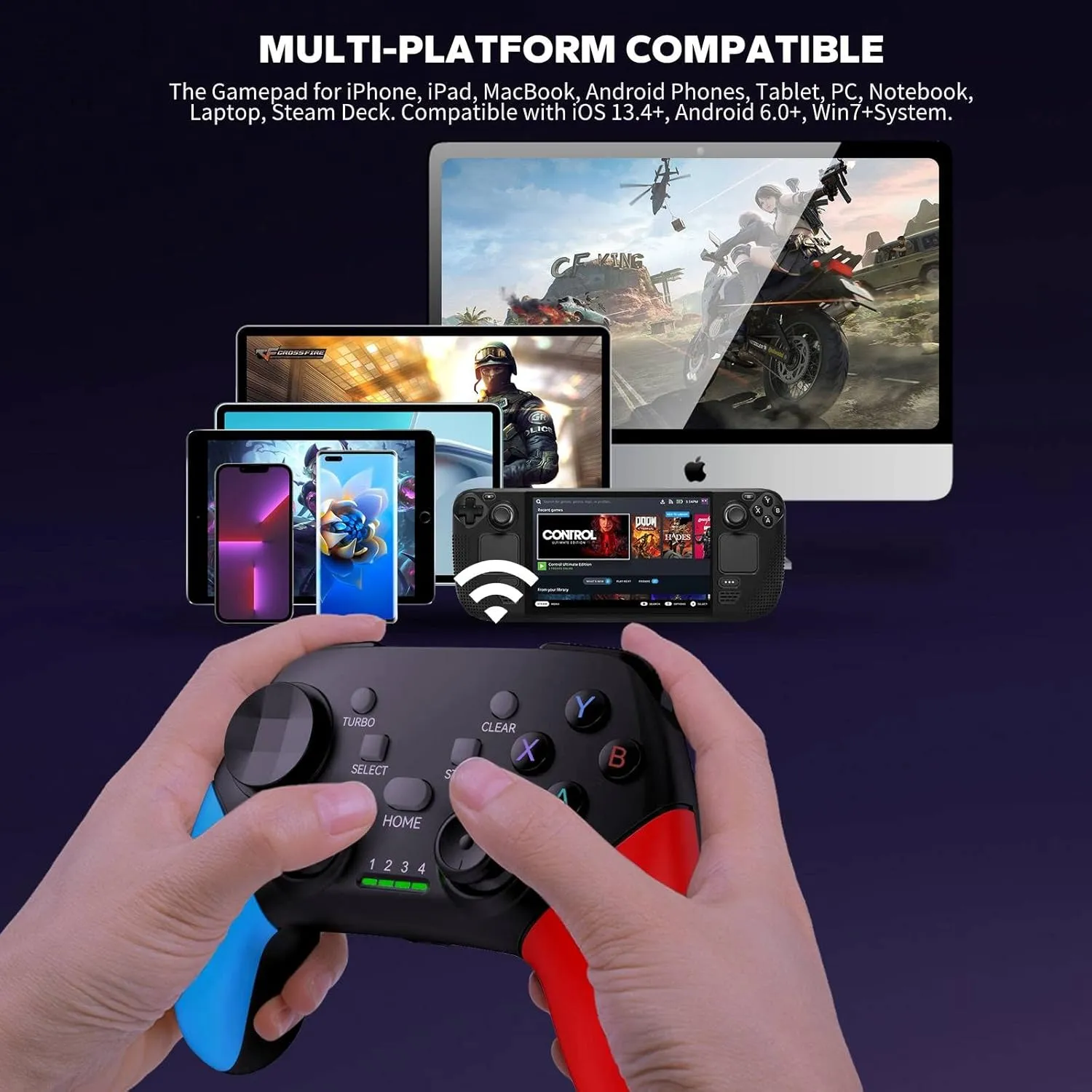 arVin Game Controller for iPhone/iOS/Android/PC/Steam Deck with Phone Holder, Turbo, Wireless Gamepad Joystick for iPhone 15/14/13/iPad/MacBook/Samsung Galaxy/Tablet, Call of Duty, Apex -Direct Play