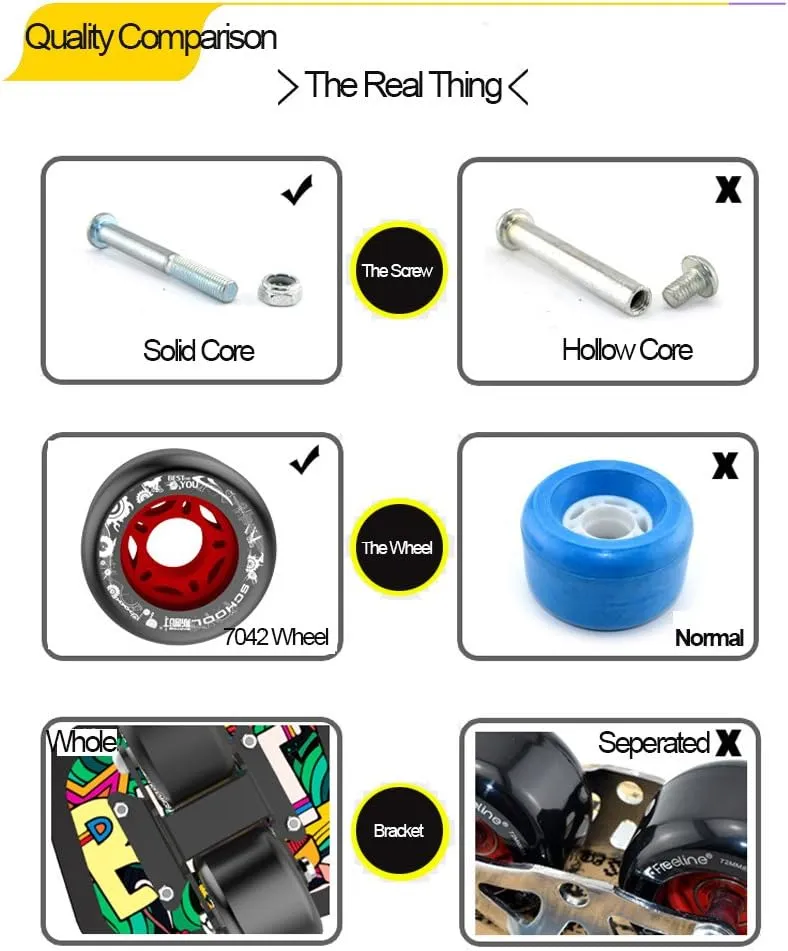 AsFrost Portable Roller Road Drift Skates Plate with Cool Maple Deck Anti-Slip Board Split Skateboard with PU Wheels High-end Bearings