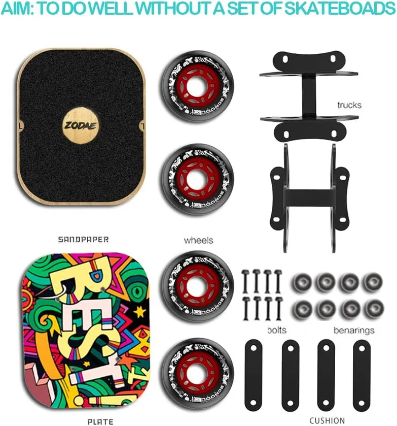 AsFrost Portable Roller Road Drift Skates Plate with Cool Maple Deck Anti-Slip Board Split Skateboard with PU Wheels High-end Bearings