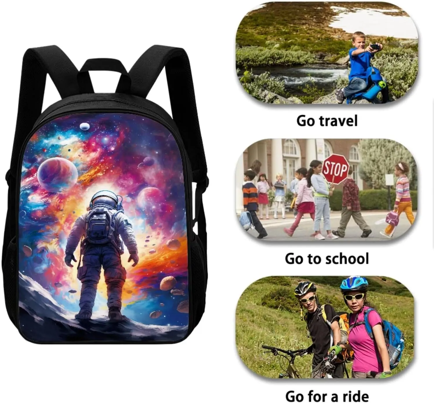 Astronaut-space Backpack Set with Shoulder Bag and Pencil Case for Boys-Girls Elementary Middle School Bookbag Backpack for Girls Boys Kids Lightweight Hard-wearing Back Pack Colorful