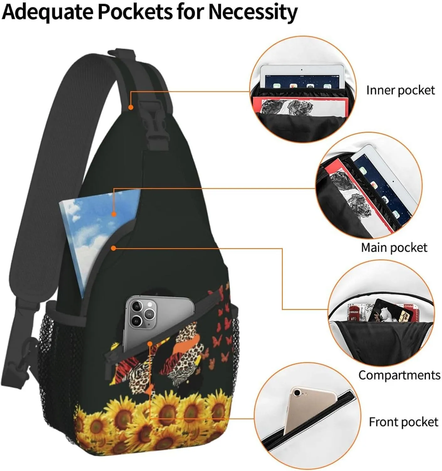 ASYG African American Womens Sling Bag African Women Crossbody Chest Daypack Casual Backpack Womens Shoulder Bag