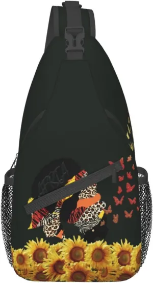 ASYG African American Womens Sling Bag African Women Crossbody Chest Daypack Casual Backpack Womens Shoulder Bag
