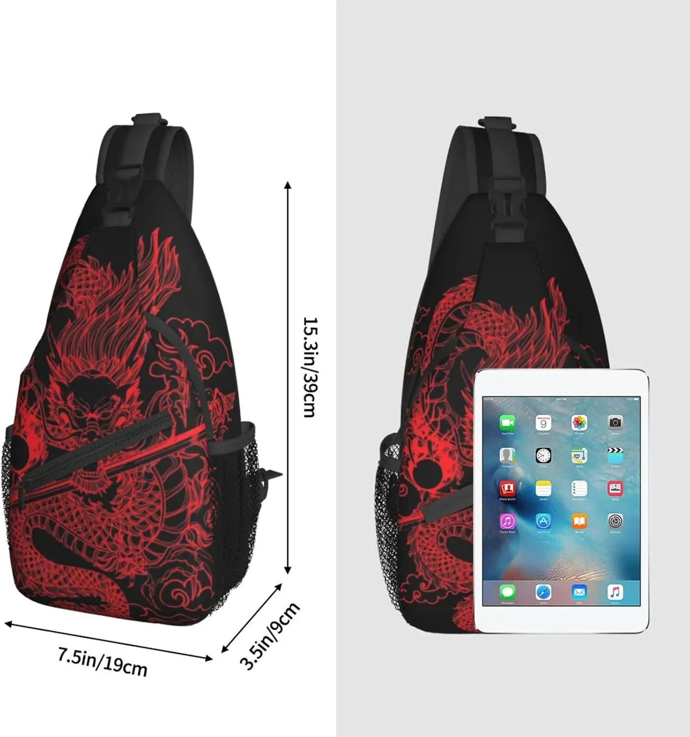 ASYG Dragon Pattern Sling Bag Crossbody Chest Daypack Casual Backpack Cool Shoulder Bag For Travel Hiking Sport Gym