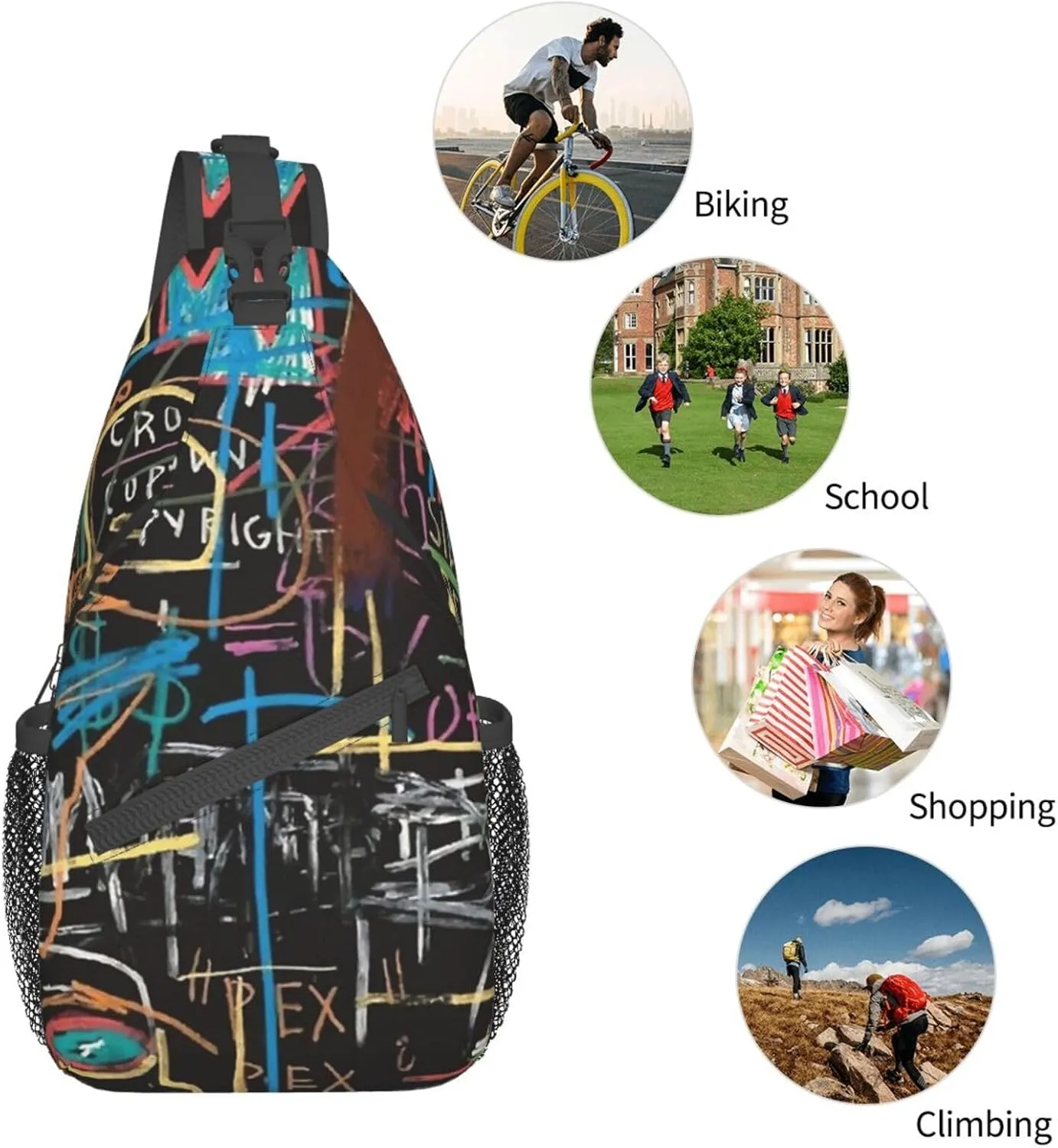 ASYG Graffiti Sling Bag Funny Crossbody Chest Daypack Casual Backpack Cool Shoulder Bag Hip Hop Bag
