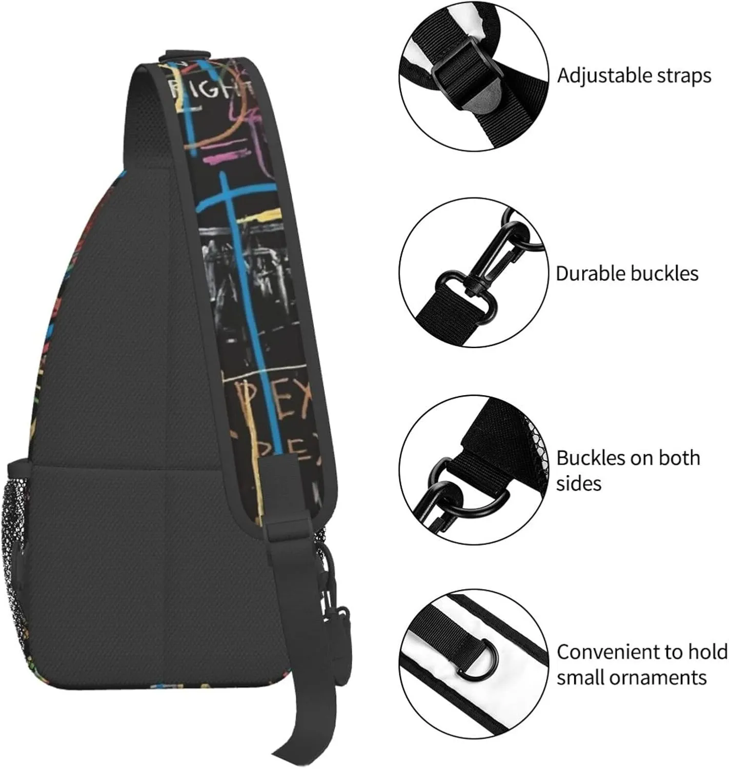ASYG Graffiti Sling Bag Funny Crossbody Chest Daypack Casual Backpack Cool Shoulder Bag Hip Hop Bag