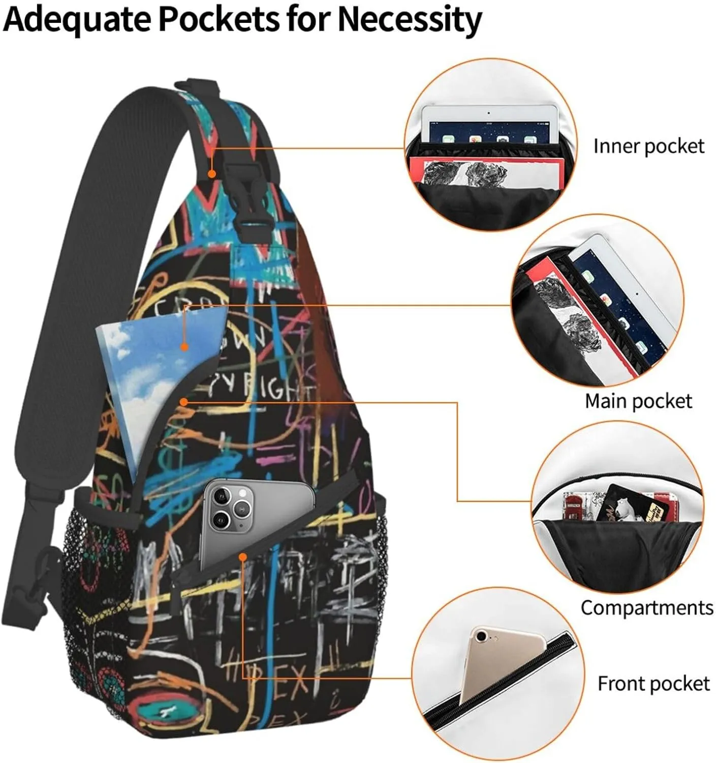 ASYG Graffiti Sling Bag Funny Crossbody Chest Daypack Casual Backpack Cool Shoulder Bag Hip Hop Bag