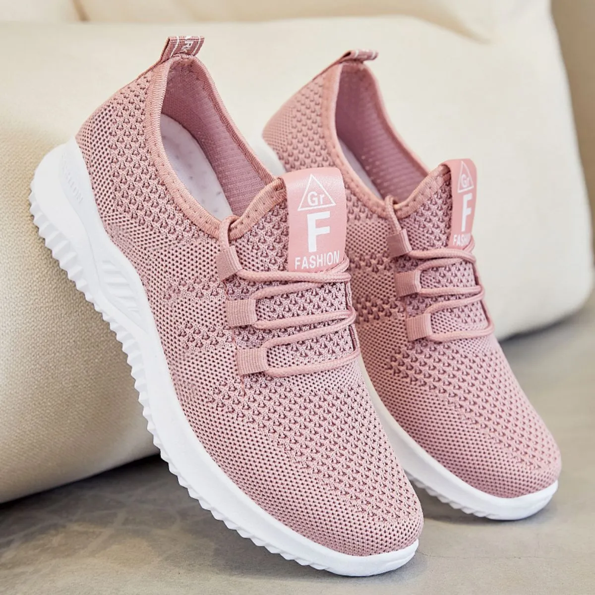 Athletic Shoes - Breathable Mesh Lace Up Athletic