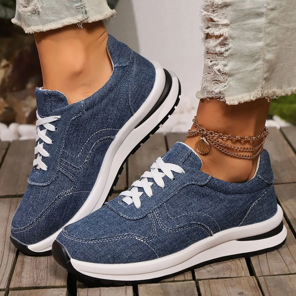 Athletic Shoes - Lace Up Canvas Athletic