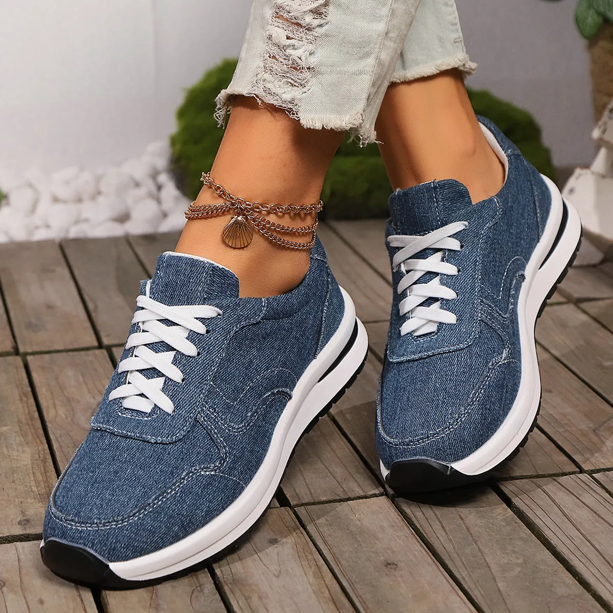 Athletic Shoes - Lace Up Canvas Athletic