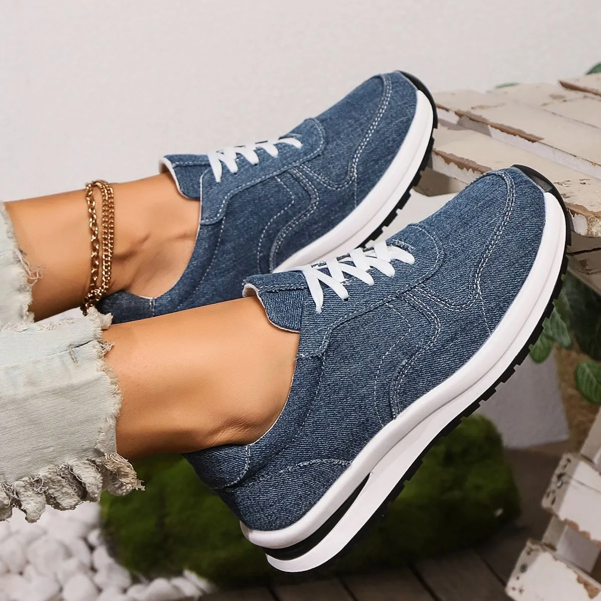 Athletic Shoes - Lace Up Canvas Athletic