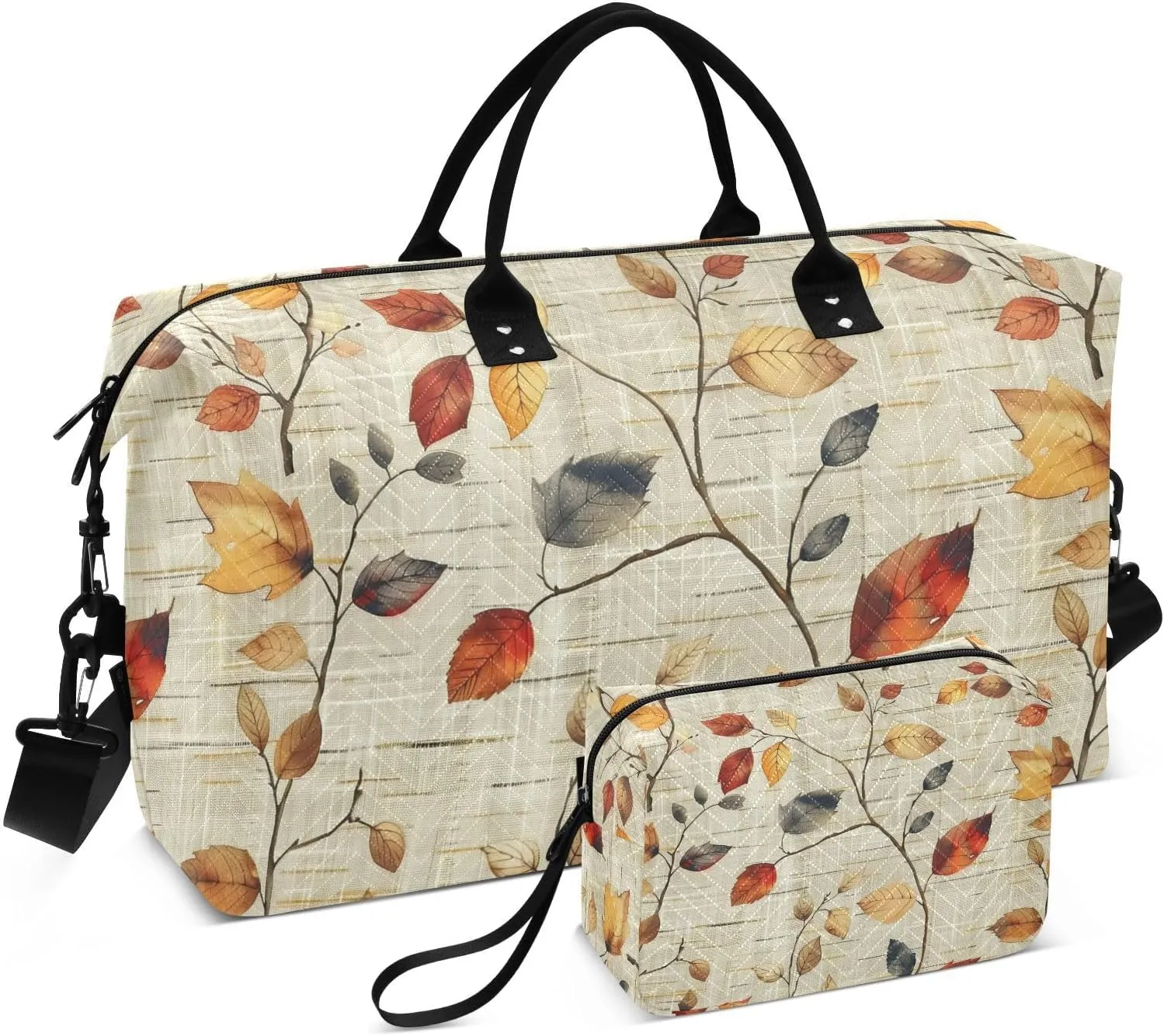 Autumn Leaves Branch Duffel Bag for Traveling, Gym Bags with Multiple Interior Pockets for Women Men Toiletry Purse Included 20.5”x 1.9” x 13.8”
