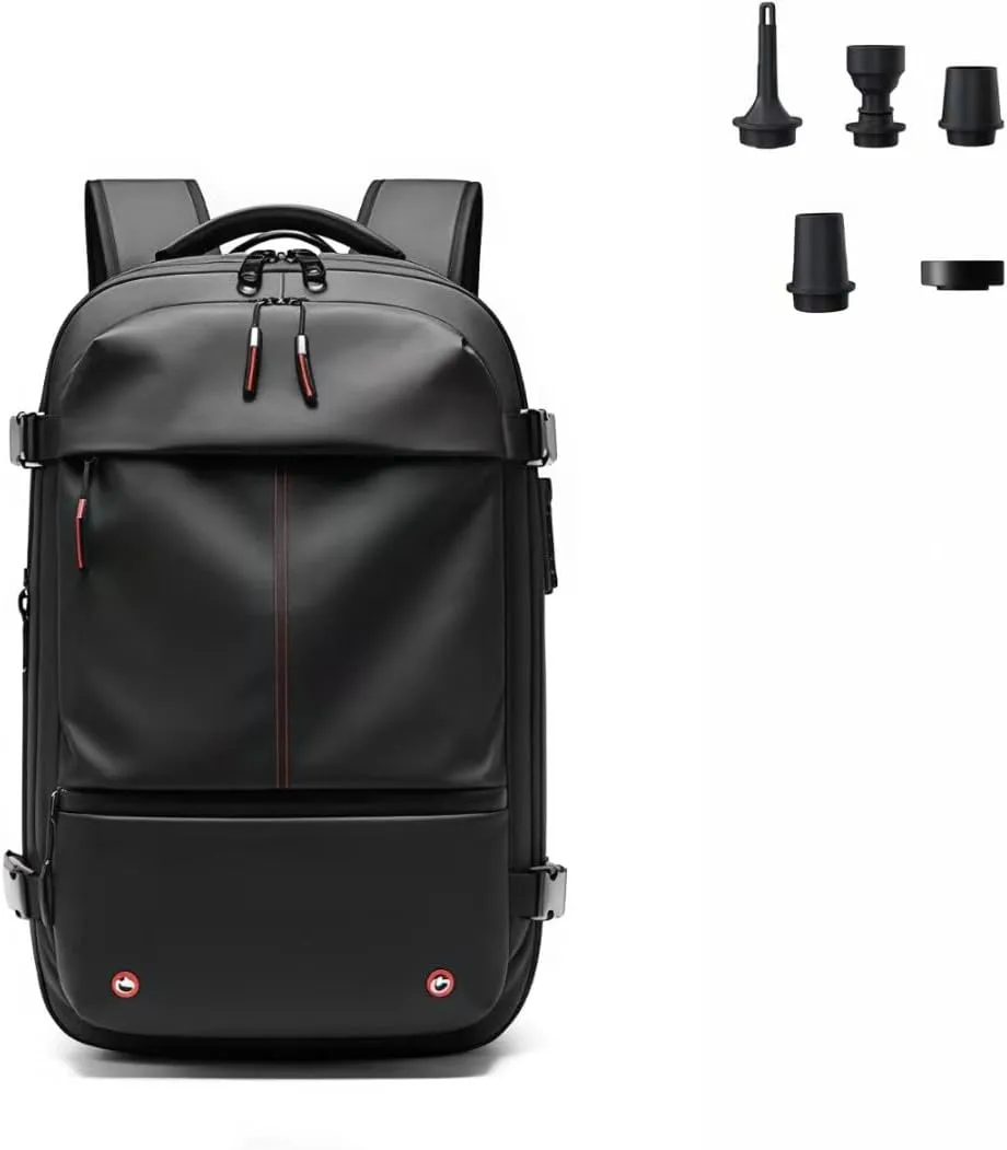 Backpack 60L Expandable Vacuum Compression Travel with Pump, Waterproof Lightweight Carry-On for Business Trip & Outdoor (BLACK)