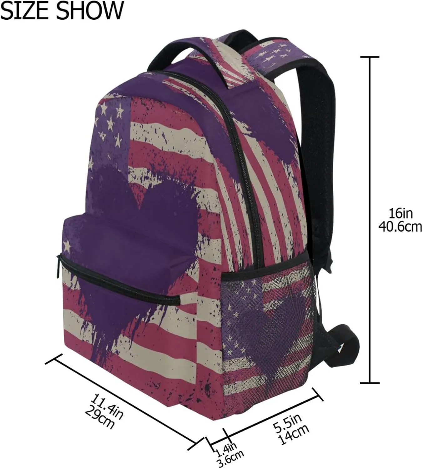 Backpack for Men and Women Fashion Business Work Bag with Chest Strap Gift Men & Women Purple Heart Day bird