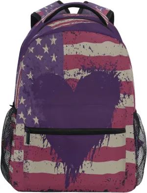 Backpack for Men and Women Fashion Business Work Bag with Chest Strap Gift Men & Women Purple Heart Day bird
