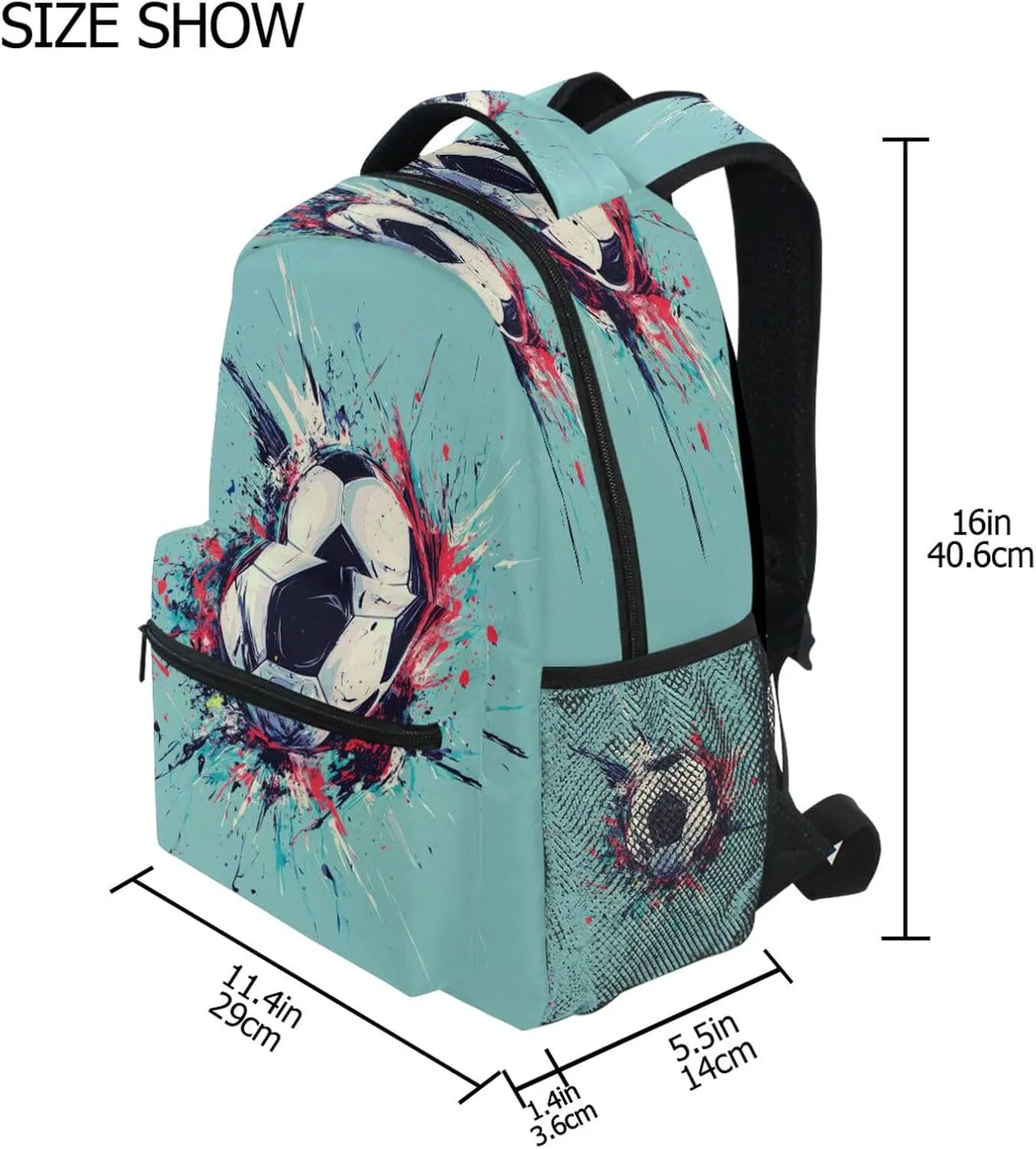Backpack for Men and Women Fashion College School Computer Bag with Chest Strap Gift Men & Women Football Soccer Ball