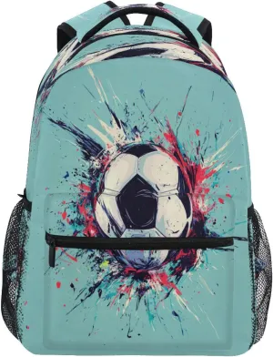 Backpack for Men and Women Fashion College School Computer Bag with Chest Strap Gift Men & Women Football Soccer Ball