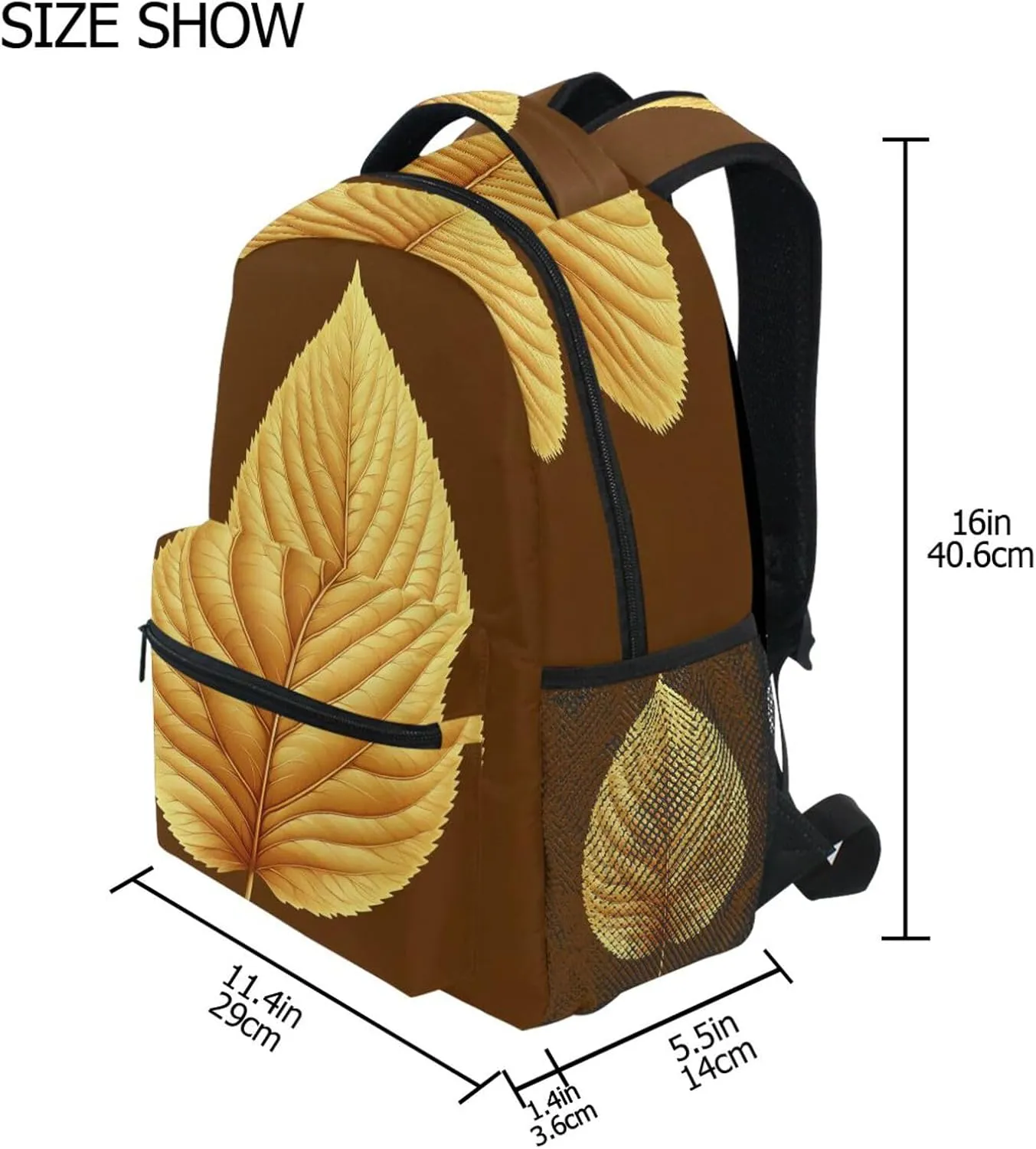 Backpack for Men Women Fashion Backpack with Chest Strap Gift Men & Women Leaf Mustard Mission Style