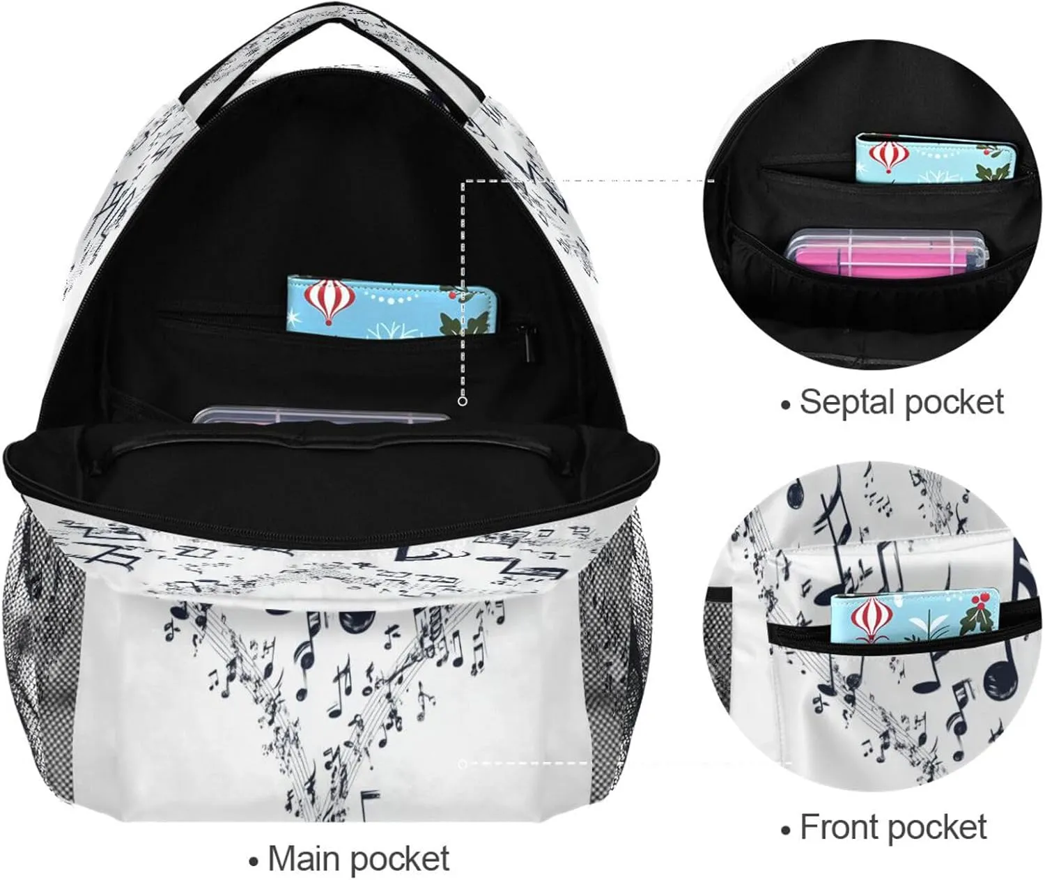 Backpack for Men Women Fashion Laptop Bag with Chest Strap for Business Work College Travel Trip Electrocardiogram