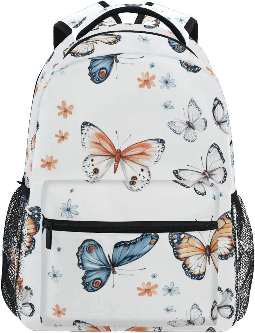 Backpack for Men Women Waterproof Business Work Bag with Chest Strap for College Work Cartoon Funny Butterfly White