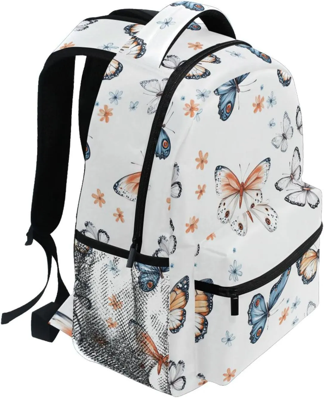 Backpack for Men Women Waterproof Business Work Bag with Chest Strap for College Work Cartoon Funny Butterfly White