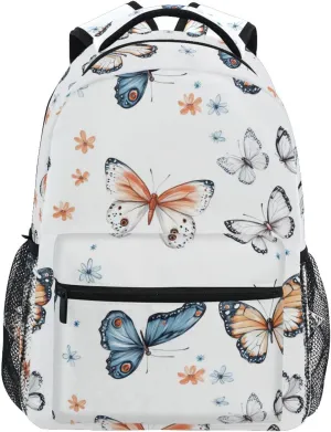 Backpack for Men Women Waterproof Business Work Bag with Chest Strap for College Work Cartoon Funny Butterfly White