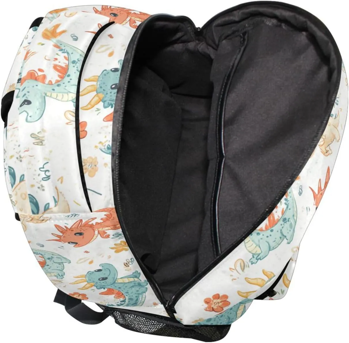 Backpack for Teacher Nurse Waterproof Outdoor Backpack with Chest Strap for College Work Cartoon Cute Dragon White