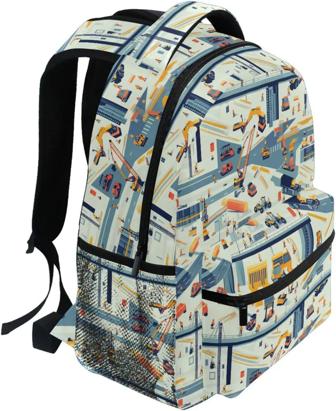 Backpack for Teacher Nurse Waterproof Stylish Travel Bags with Chest Strap for College Work Construction Scene Concrete Mixer Truck