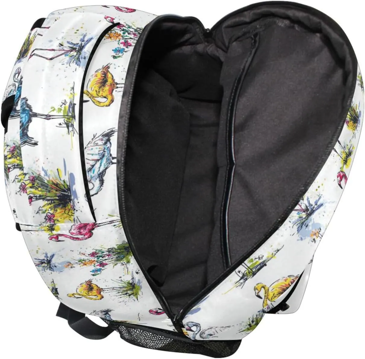 Backpack for Unisex Adult Fashion Diaper Bag Backpack with Chest Strap for Business Work College Travel Trip Cartoon Sweet Flamingo White