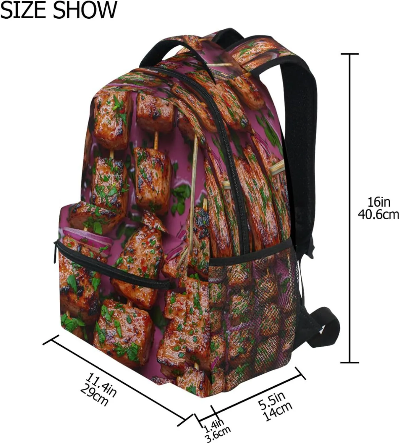 Backpack for Unisex Adult Waterproof Diaper Bag Backpack with Chest Strap for College Work Turkish Kebabs Greek Style