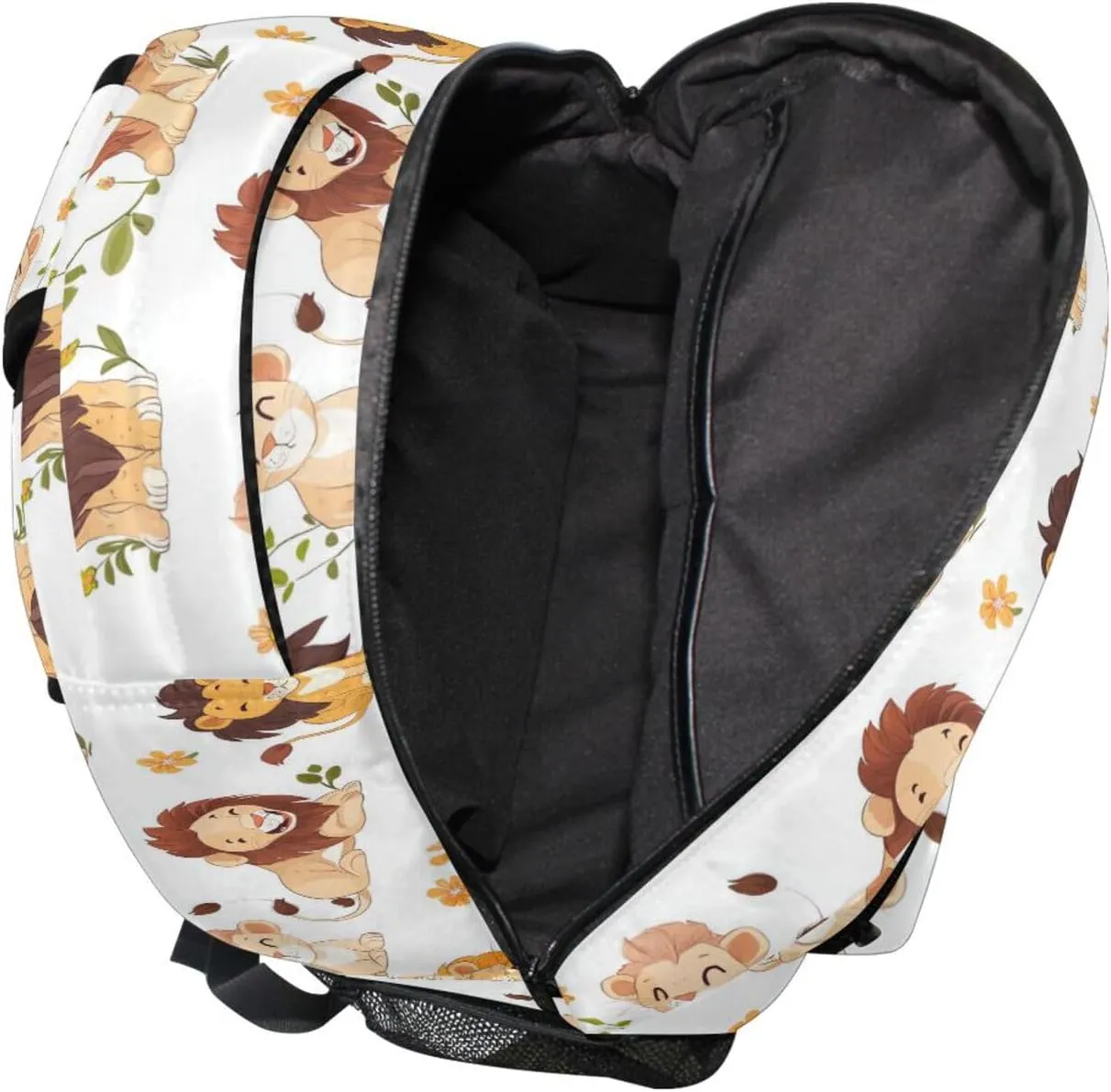 Backpack for Women Men Waterproof Laptop Bookbag with Chest Strap for Travel Trip Cartoon Cute Lion White