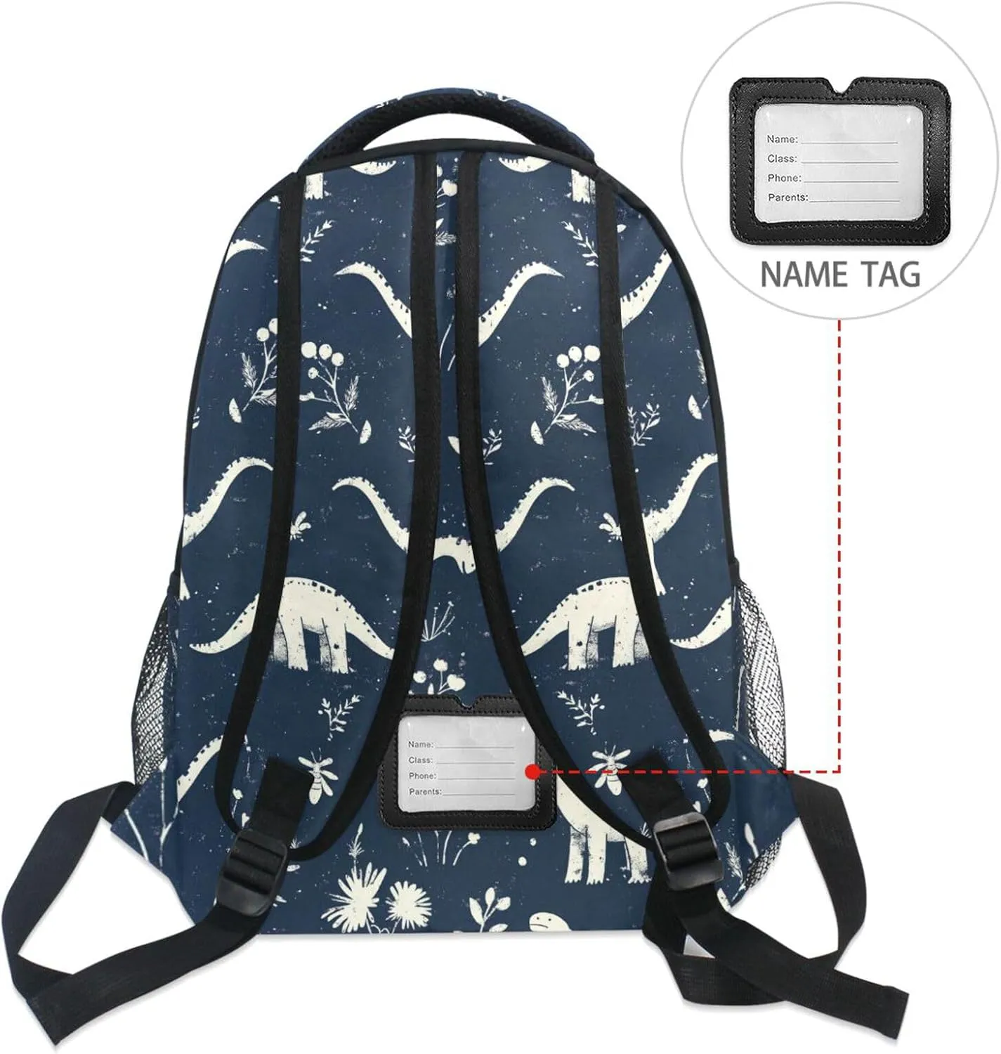 Backpacks for Teacher Nurse Fashion School Bag with Chest Strap for Business Work College Travel Trip Funny Dinosaurs