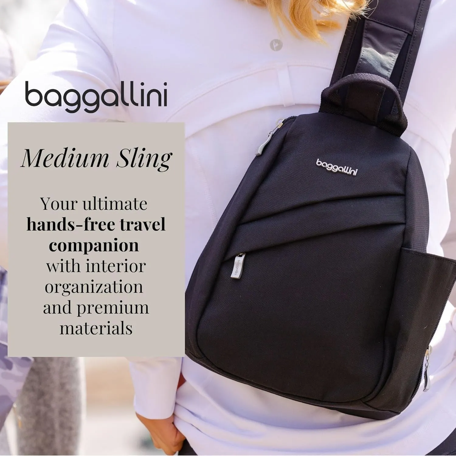 Baggallini Medium Sling Backpack 9"x11" - Lightweight Sling Bag with Convertible Adjustable Shoulder Strap