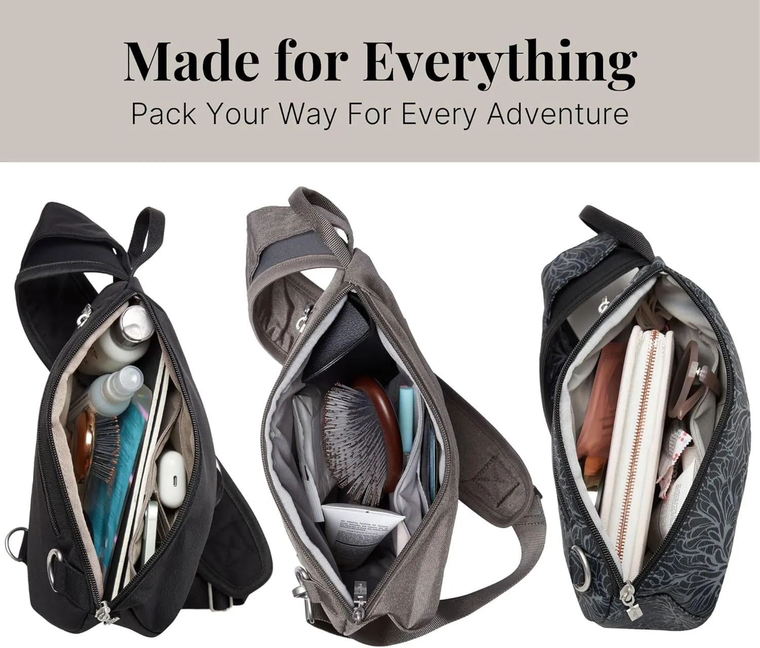 Baggallini Medium Sling Backpack 9"x11" - Lightweight Sling Bag with Convertible Adjustable Shoulder Strap