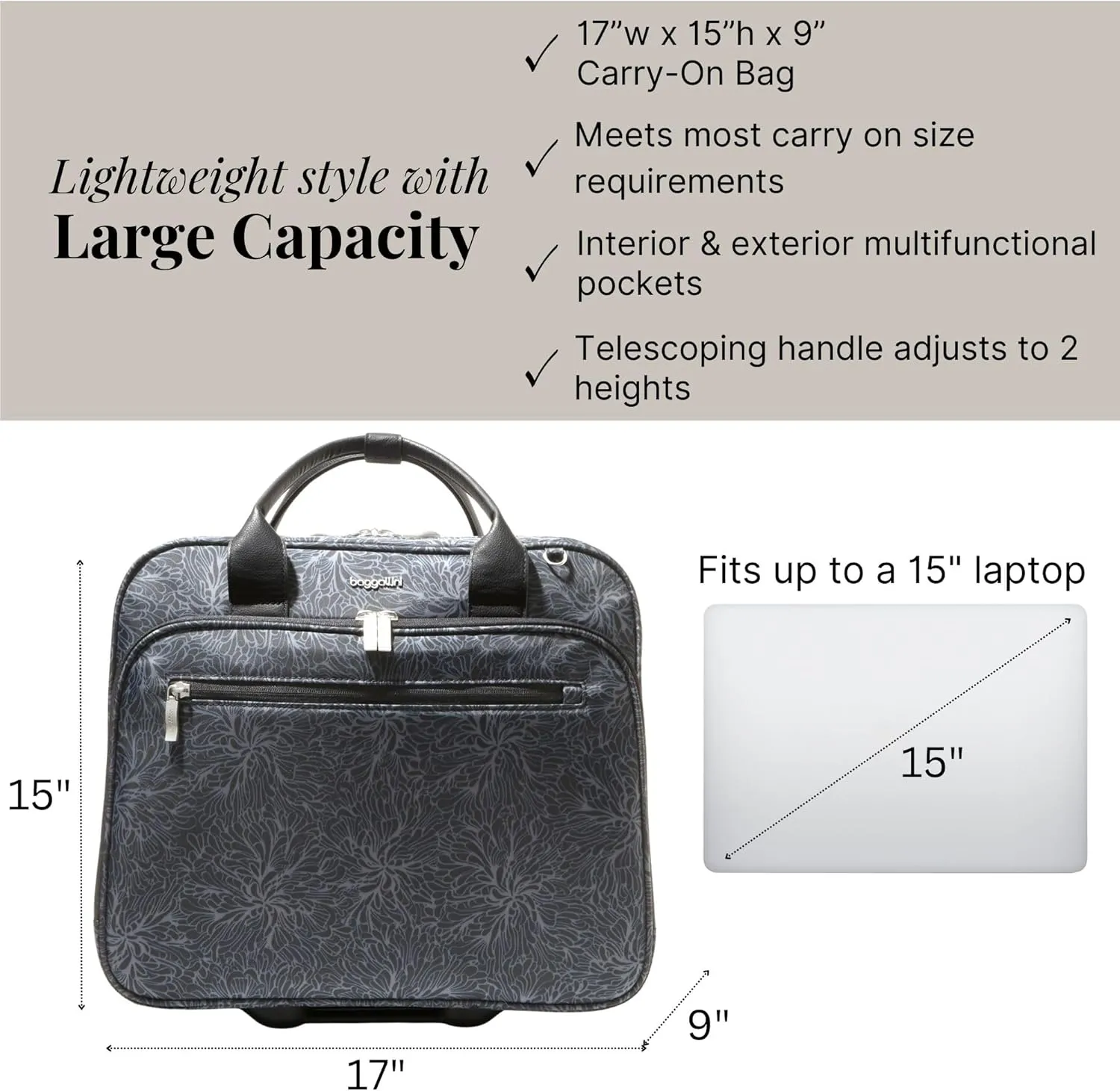 Baggallini Women's 2 Wheel Tote