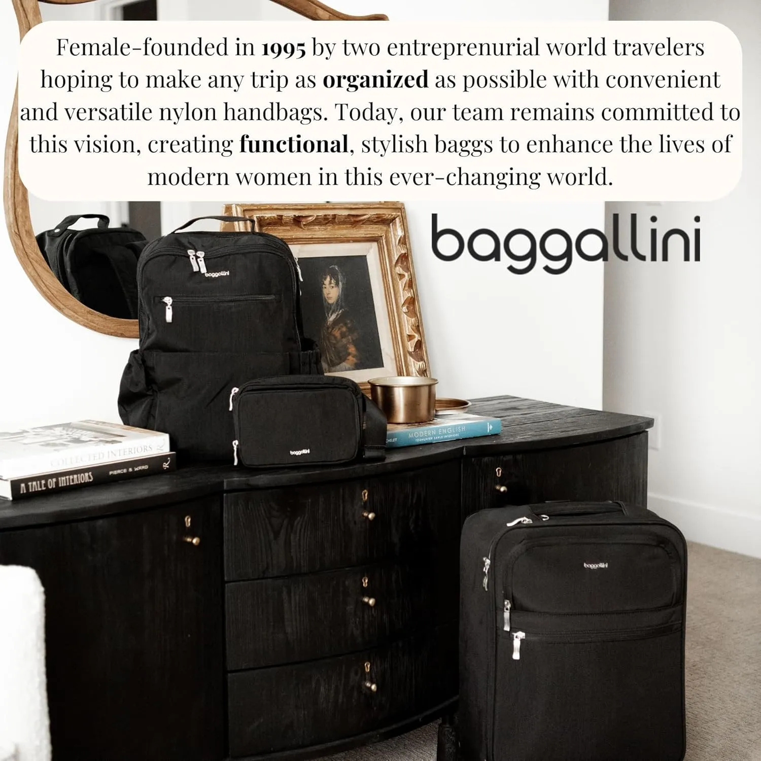 Baggallini Women's Tribeca Expandable Laptop Backpack, Black