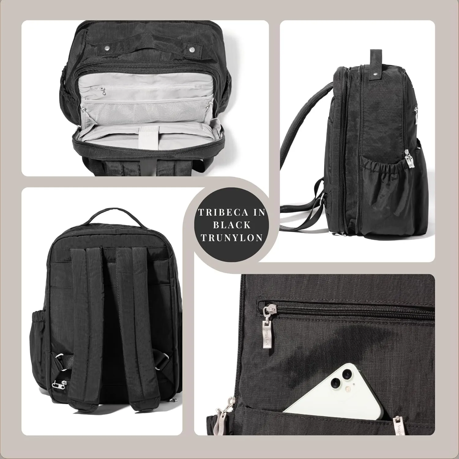 Baggallini Women's Tribeca Expandable Laptop Backpack, Black