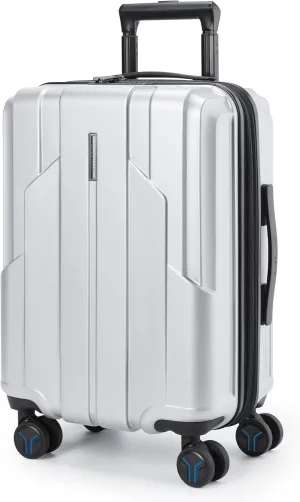 BAGSMART Carry On Luggage 22x14x9 Airline Approved, 1OO% PC Hardside Expandable Luggage with TSA Lock, 20 Inch Travel Suitcase with Spinner Wheels,Sliver