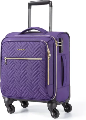 BAGSMART Underseat Carry On luggage Airline approved, 16-inch Softside Underseater Travel Suitcase with Spinner Wheels Lightweight Overnight Bag Small Rolling Carry-on for Women Men Weekender,Purple