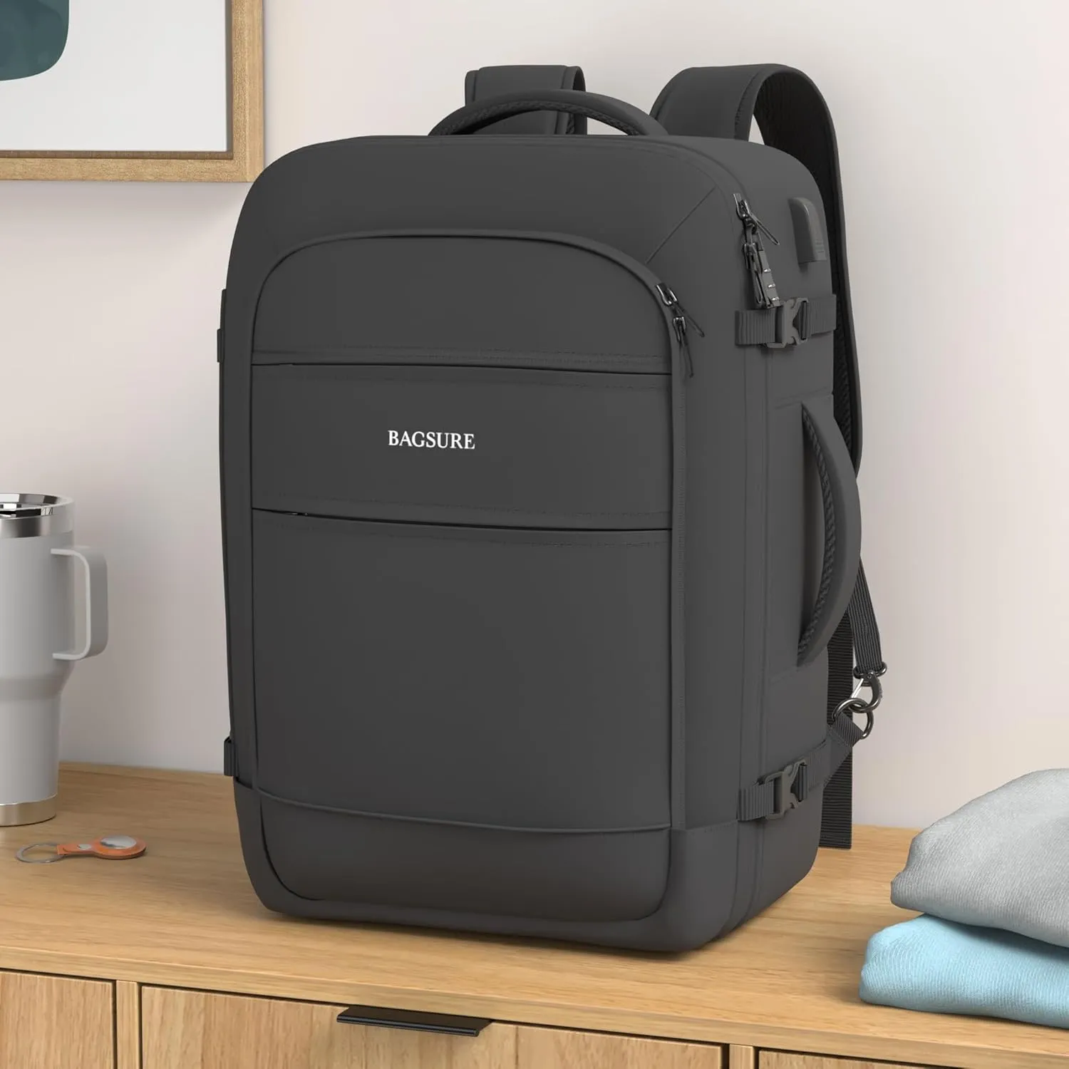 Bagsure Travel Backpack, 42L Carry on Luggage, Flight Approved Expandable Backpack, Laptop Backpack