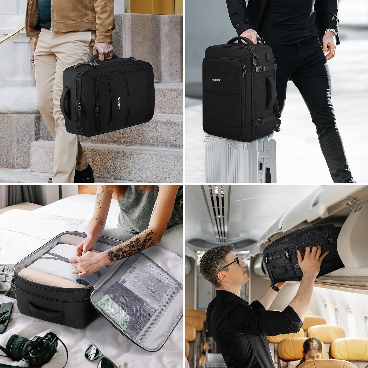 Bagsure Travel Backpack, 42L Carry on Luggage, Flight Approved Expandable Backpack, Laptop Backpack