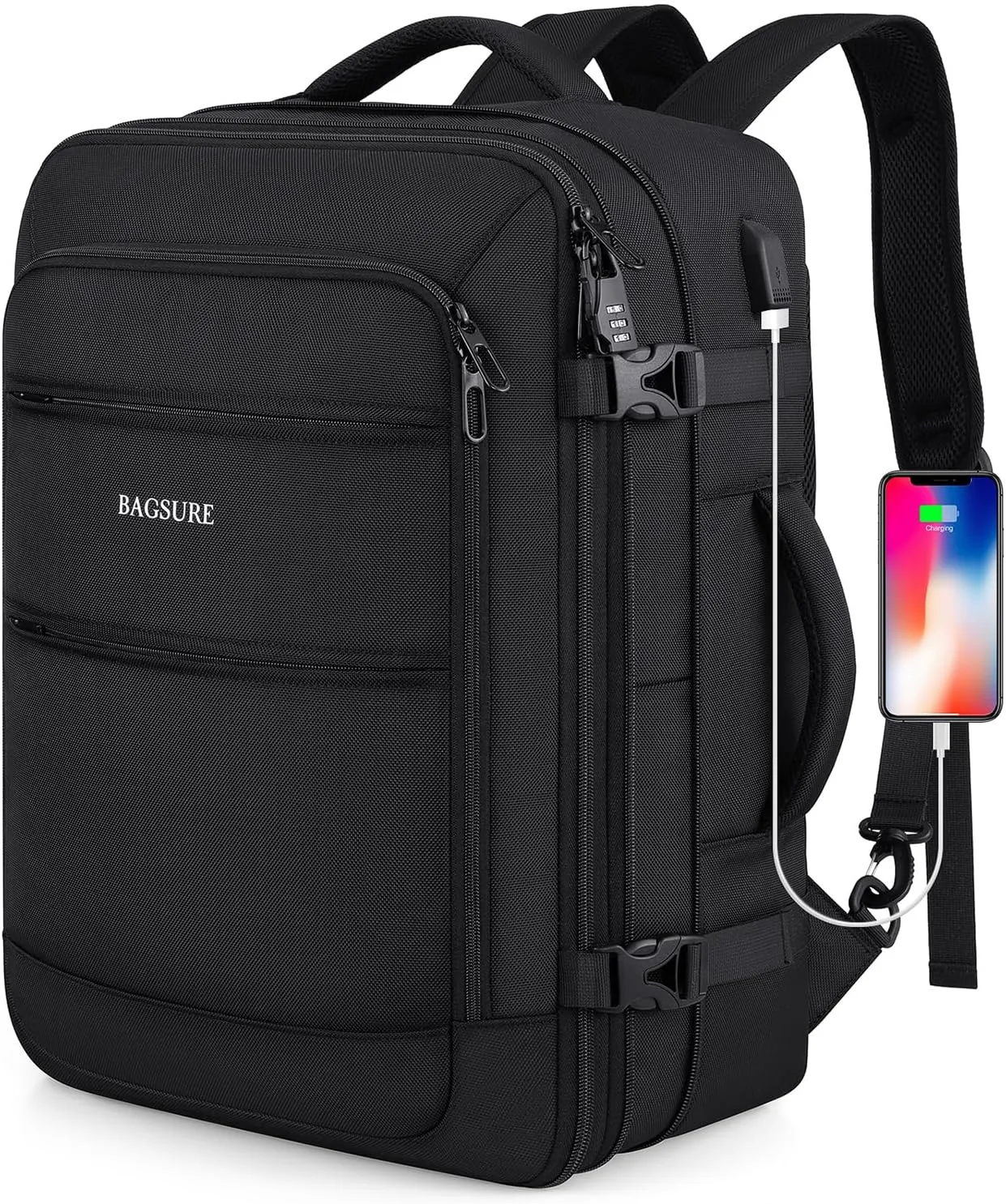 Bagsure Travel Backpack, 42L Carry on Luggage, Flight Approved Expandable Backpack, Laptop Backpack