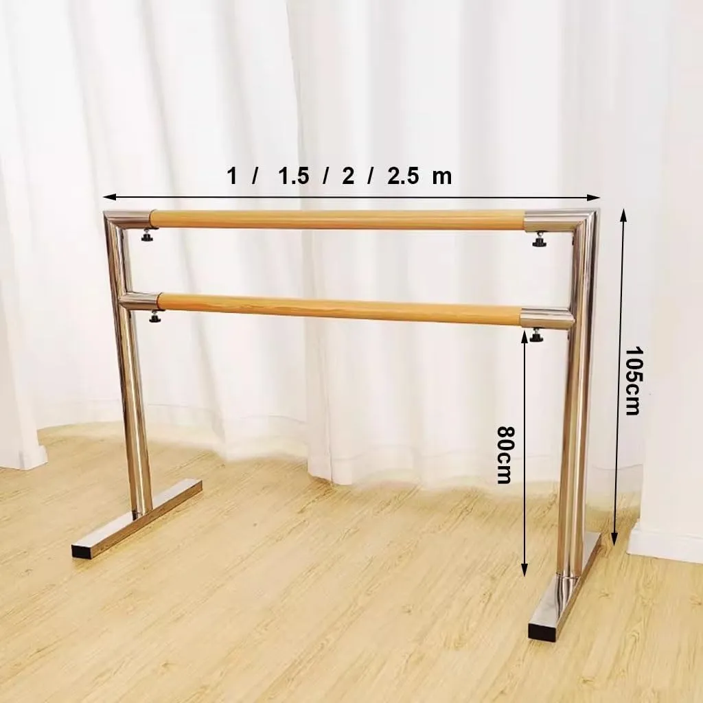Ballet Barre Mobile, Professional Lifting Ballet Bar Portable Stretch Active Workouts, Freestanding Adjustable 80-115Cm Dance Bar (Silver 2.5M/8.2FT)